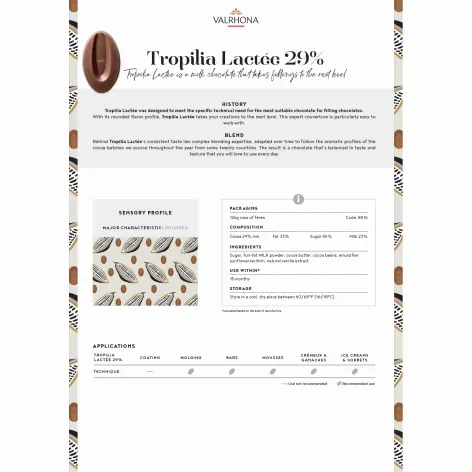 Valrhona Tropilia Lactee Professional Signature Milk Chocolate